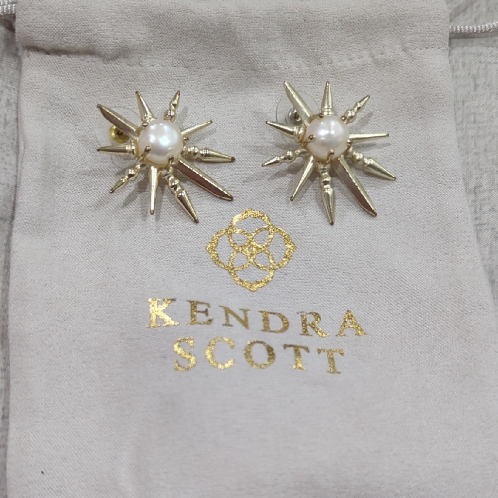 Kendra Scott Gold Starburst Pearl Earrings